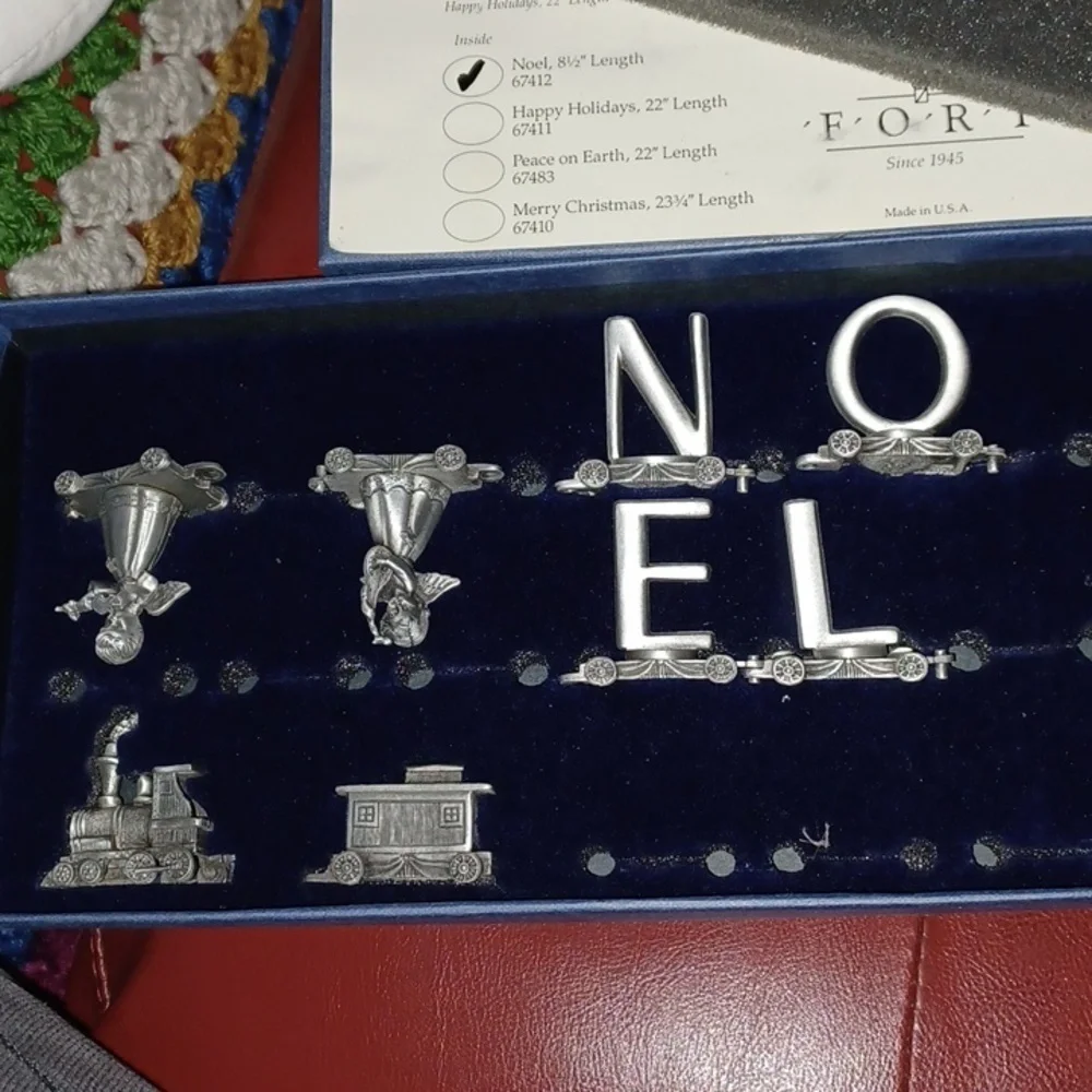 Fort satin finish pewter NOEL train, 8 pc in the box